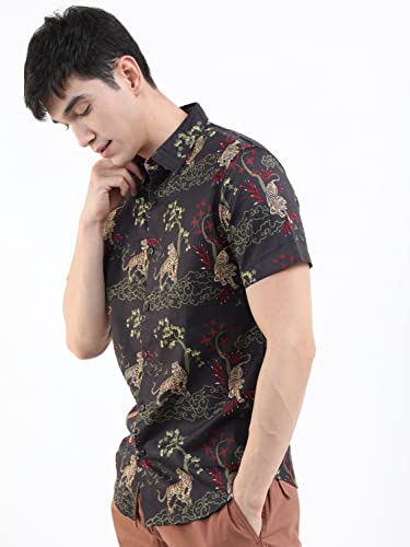 Image of Ketch Men Cotton Slim Fit Printed Half Sleeve Shirt