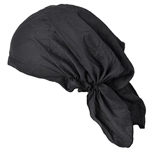 CHARM Herren Baumwolle Bandana Mütze Hut Kopfbedeckungen Sommer Schwarz