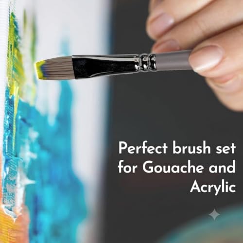 Image of VelveTouch Artist Paint Brushes, Set of 6 | for Kids, School Students, Gouache, Acrylics,Watercolor, and Oil Painting,Copper Tube Wooden,Watercoloring, Face, Nail, Scale Model Painting, Line Drawing