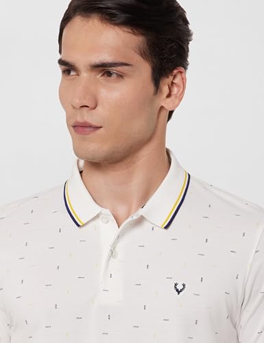 Image of Allen Solly Men's Polo T-Shirt | Polycotton Blend | Color-Block Print | Regular Fit | Smart Casual Wear