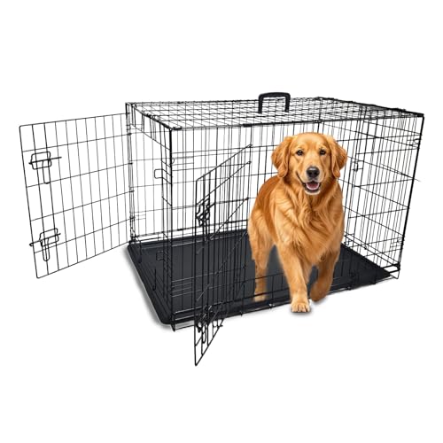 36 Inch Dog Crate Metal Wire Dog Cage with Double Door Dog Kennel...