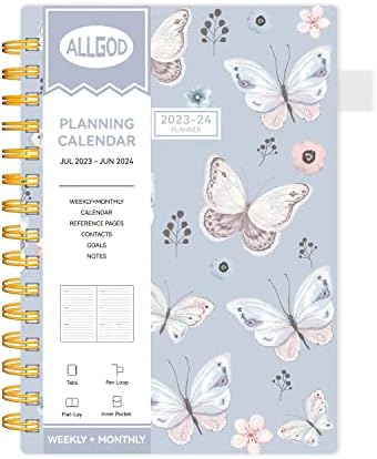 Allgod 2023-2024 Planner Weekly & Monthly Agenda Book Yearly Calendar Planning To Do List Notebook, Jul 2023- Jun 2024 with Monthly Tabs, Inner Pocket,Waterproof Cover,Pen Loop,Spiral Bound (Blue Butterfly, A5)
