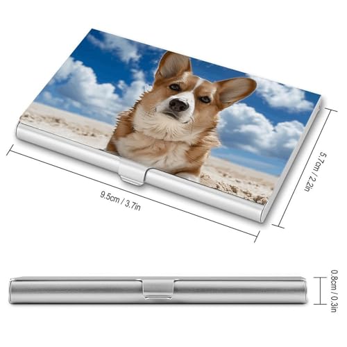 Slim Metal Business Card Holder - Lying on The Beach Aluminum Alloy Card Case with Buckle Closure, Holds 20 Cards & Cash, Professional Credit Card Size ID Holder for Men Women Gift2