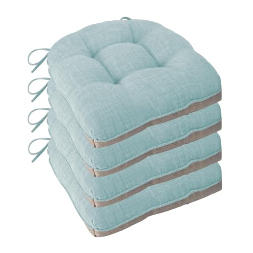 FlyGulls Chair Cushions for Dining Chairs Set of 4, 18"x18"x3", Aqua Blue