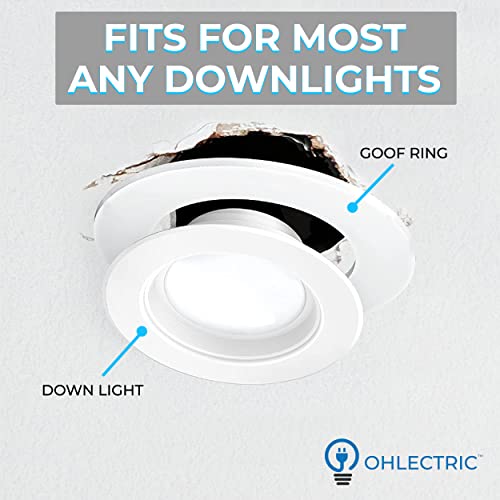 Ohlectric 6 Pack - Goof Ring For Round Recessed Led Downlight Fixture - Patch Up Goof Ring For Uneven Holes – White Steel Construction - Inside Diameter 4-1/4" Outside Diameter 5-3/4" - Ol-39469 #TOP3