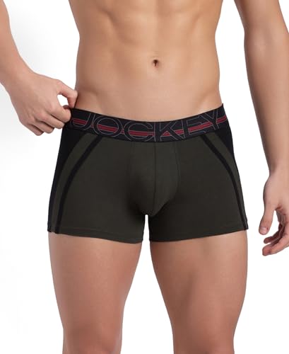 Image of Jockey US21 Men's Super Combed Cotton Elastane Stretch Solid Trunk with Ultrasoft Waistband