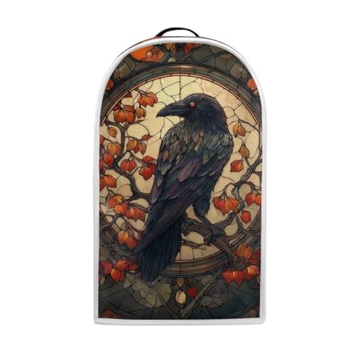 Image of Talayituse Crow Painted Glass Print Blender Dust Cover, Fingerprint Protection Cover for Stand Mixer or Coffee Machine, Home Kitchen Appliance Covers for Stain Dust Resistant Supplies