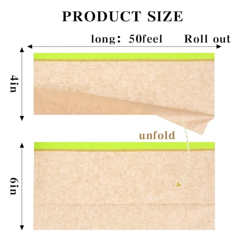 Image of MAQUITA 4 Rolls Pre-Taped Masking Paper for Painting - 6 inch x 50 feet Tape and Drape Painters Paper, Paint Adhesive Protective Paper Roll for Covering Skirting, Frames, Cars and Auto Body