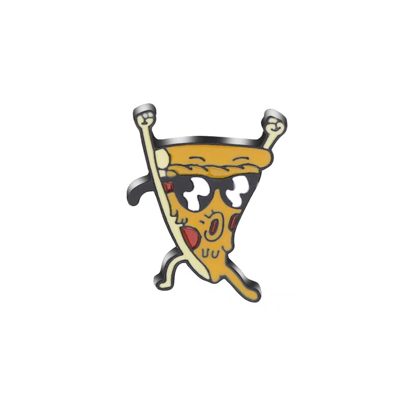 Image of Pizza Wearing Sunglasses Awesome Brooch Cartoon Enamel Brooch Pin Jacket Lapel Metal Pins Brooches Badges Exquisite Jewelry Accessories