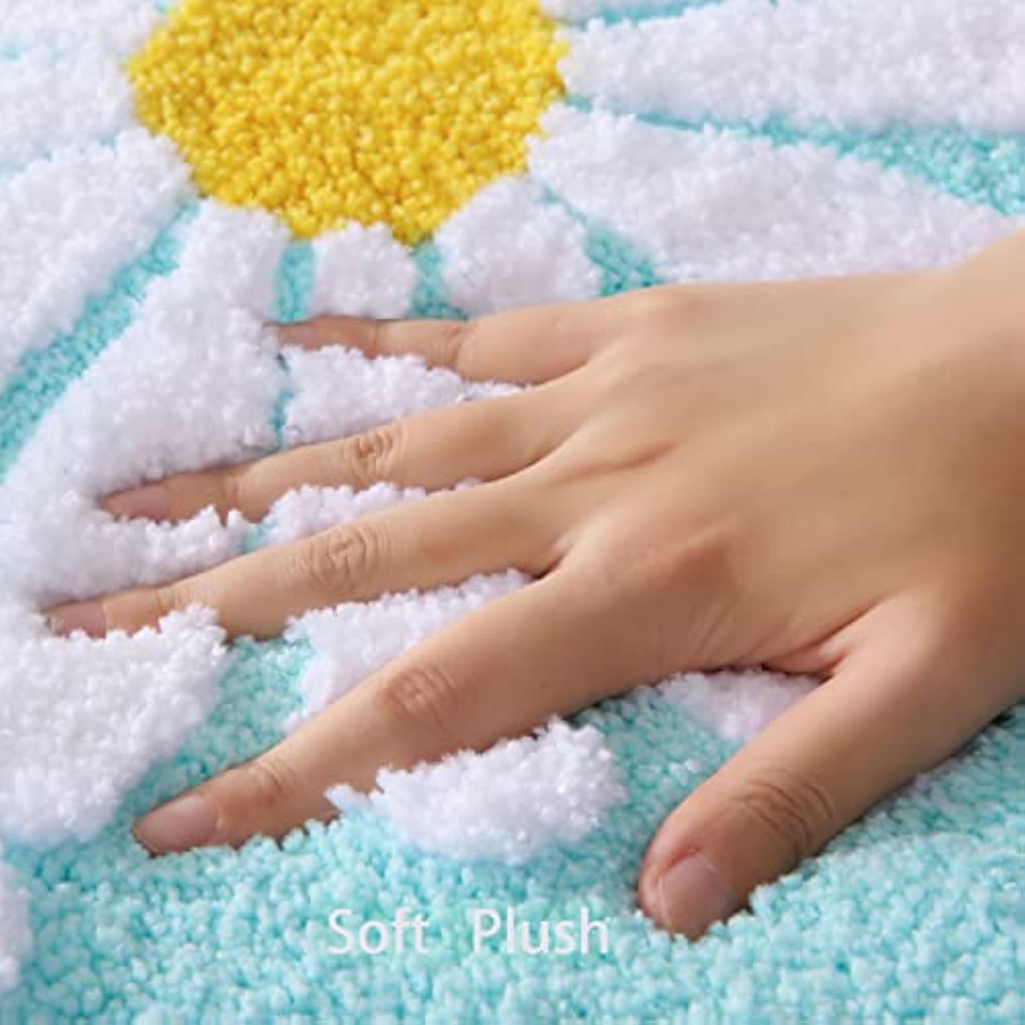 Cute Daisy Bath Mat, White and Yellow Flower Design