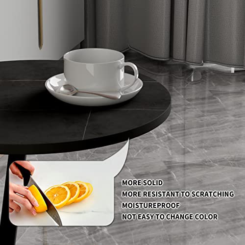 Olacpea Round Side Table, Sofa Side Table, C-Shaped End Table With Sintered Stone Desktop, Sturdy Metal Frame Suitable Mini Round Coffee Table Small Side Table For Living Room Bedroom（Black） #TOP3