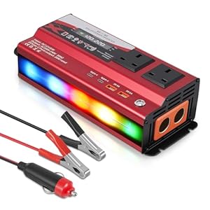 900W/2000W(Peak) Power Inverter 12V to 240V AC Car Converter, Car Power Inverter with 5A 2 Type-C+2 USB+2 AC Sockets, LED Scrolling Light & Digital Display, Inverter for Motorhomes Truck Boat Camping