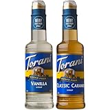 Torani Sugar Free Vanilla Syrup and Sugar Free Classic Caramel Syrup Variety 2-Pack, Coffee Syrups for Drinks, 12.7 Fl Oz Ea