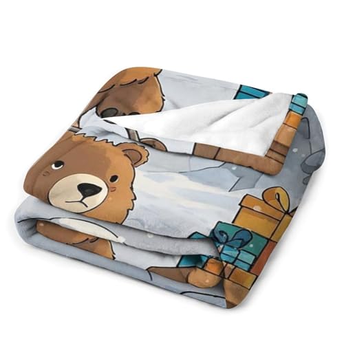 Couverture flanelle ours pour vos soirées cocooning au salon