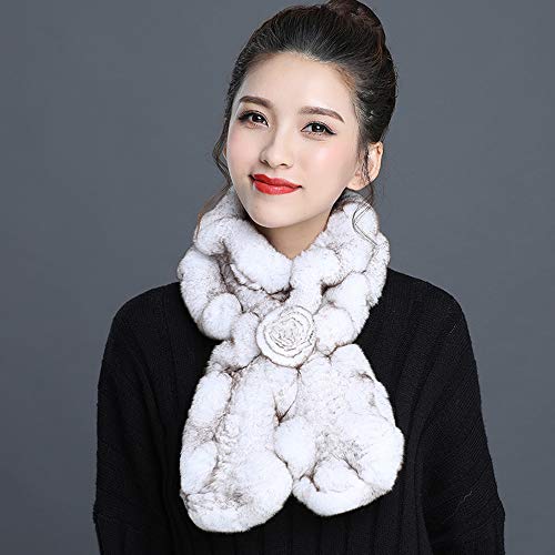 Women's Winter Warm Real Rex Rabbit Hair Scarf Neckerchief Collar Wrap3