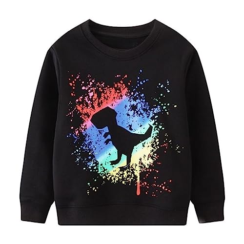 Image of HILEELANG Toddler Boy Sweatshirts Crewneck Long Sleeve Pullover Cotton Graphic Christmas Clothing