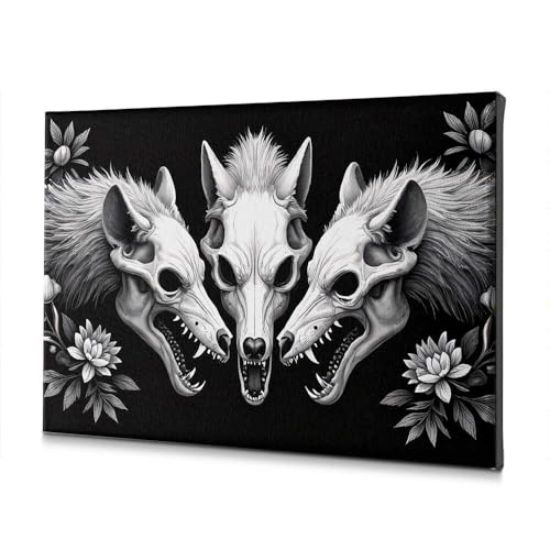 Toile de salle de bain loup et fleurs pour créer une ambiance spa mystique