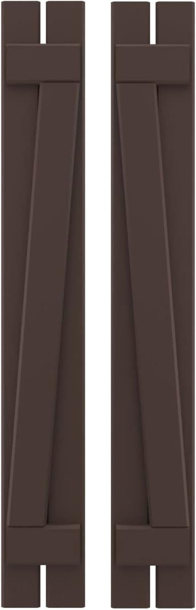 Ekena Millwork ARW102SB207X84TBH Americraft Two 2 Exterior Real Wood Spaced Board-n-Batten Shutters w/Z-Bar (Per Pair), 7 1/2"W x 84"H, Raisin Brown