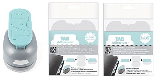 We R Memory Keepers Tab Punch with 30 Stickers Total |for Bible Journaling, Sketchbooks, Scrapbook, Planner Inserts |Set of 1 Tab Puncher with Sticker Tabs and Additional 2 Packs of Adhesive Sticker