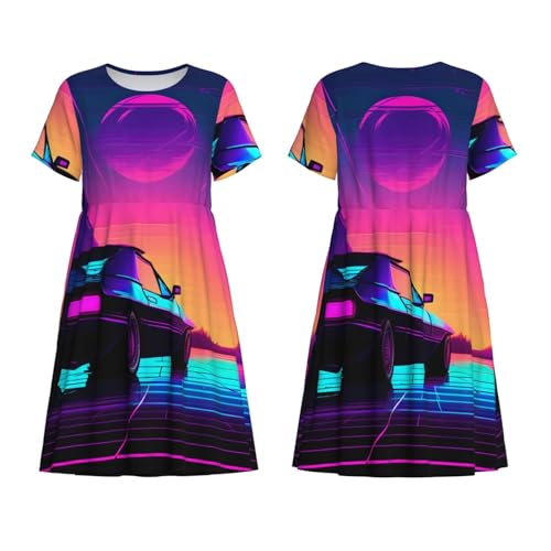 Robe d'été décontractée Retrowave anti-chaleur fluide à manches courtes - 6