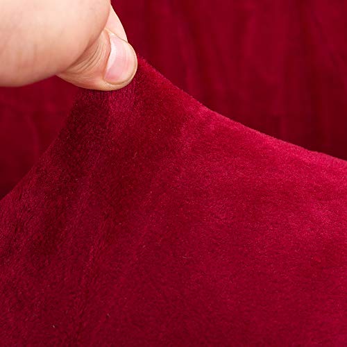 Mifxin Armless Sofa Bed Cover Stretch Futon Slipcover Plush Thicker Solid Color 3 Seat Full Folding Sofa Couch Futon Furniture Protector Cover Without Armrests (Red) #TOP6