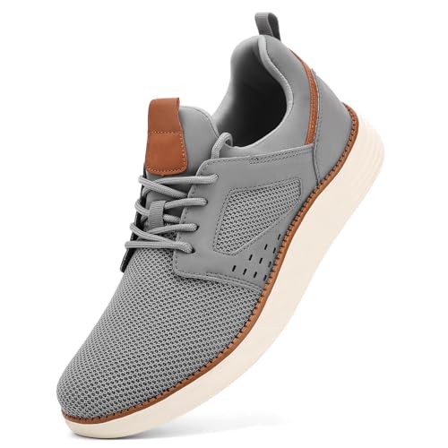 Men's Fashion Dress Mesh Sneakers Casual Walking Business Oxfords Lace-Up Comfortable Breathable Lightweight Shoes