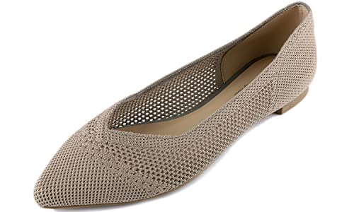 Image of FEVERSOLE Women's Woven Pointy Fashion Cutouts Breathable Knit Flat Shoes