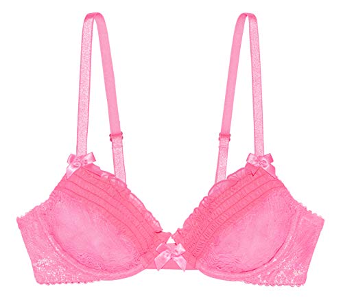 Savage x Fenty Womans Regular Living in the Clouds Iridescent Lace Unlined Bra, ROSE VIOLET PINK, 36C