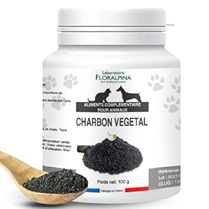 Floralpina Charbon Végétal 100g – Complément Digestif Naturel pour Chiens et Chats – Digestion, Gaz et Détoxification