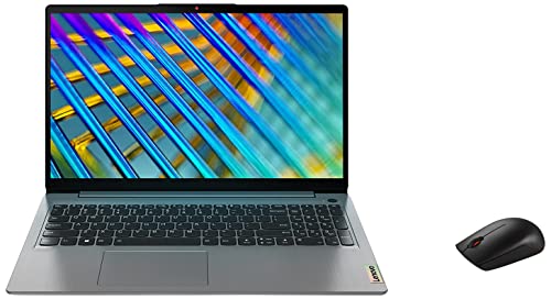 Image of Lenovo IdeaPad 3 11th Gen Intel Core i3 15.6 FHD Thin and Light Laptop (8 GB /256GB SDD /Windows 11 /MS Office 2021 /2Yr Warranty /Arctic Grey /1.65Kg), 82H801L3IN + 1000 DPI 2.4GHz Wireless Mouse