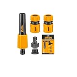 INGCO Garden Hose Twist Nozzle Set with Quick Connectors, 5 Pieces, Model HHCS05122