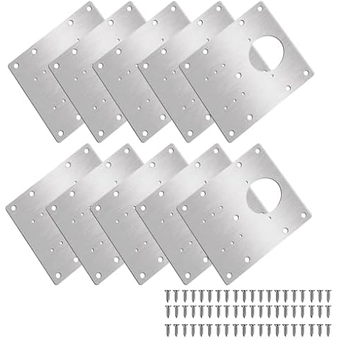10 pieces hinge plate, stainless steel kitchen hinge plates with hole, easy to install repair plate hinge, for window cabinets, drawer cabinet doors, DIY furniture, 9 x 9 cm Cover