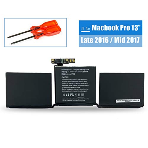 Emaks A1713 Battery for Apple MacBook Pro 13 inch A1708 Late 2016 Mid 2017 MLL42LL EMC 2978 3164-11.4V 54.5Wh
