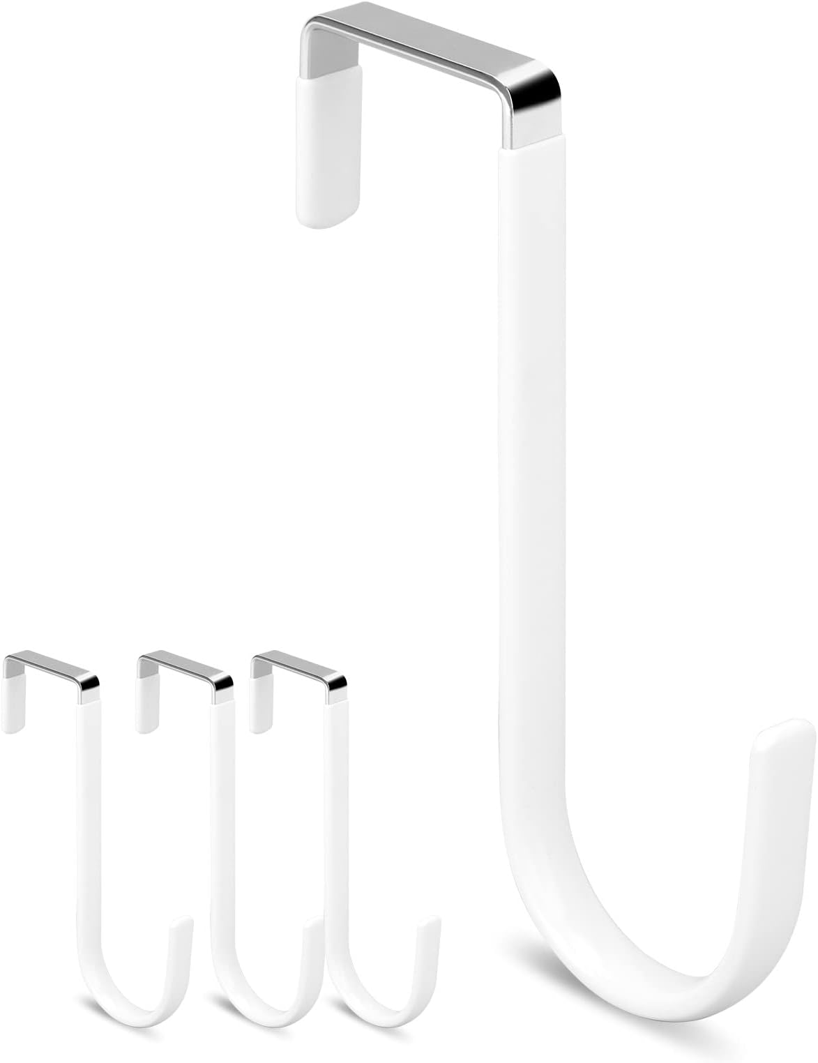Over Door Hooks, 4 Pack - Soft Rubber, Prevent Scratches, For Hanging Clothes, Towels, Bags in Bathroom, Bedroom, Kitchen