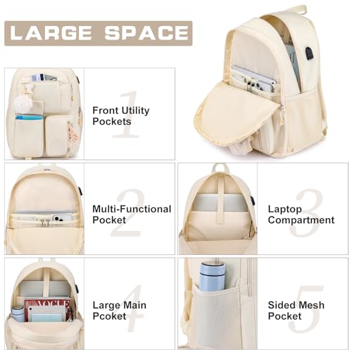 School Backpack Teen Girls Women,Cute Bookbag College Schoolbag with USB Port for Middle High School Students3