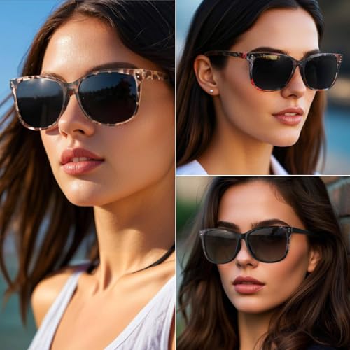 Myiaur Polarized Sunglasses for Women, Retro Designer Sun Glasses Anti-Glare UV 400 Protection for Driving, Traveling（2pack）2
