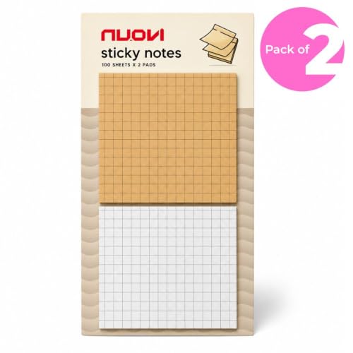 Image of Checkered Sticky Notes - 100 Sheets Each | Self Adhesive Notes, Reminders, Study, School & Organizing (Set of 2)