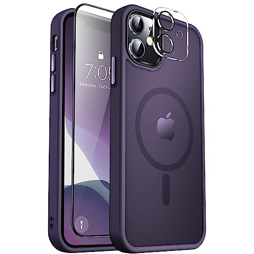 Image of MOCCA Strong Magnetic for iPhone 11 Phone Case,[Compatible with Magsafe][Glass Screen Protector+Camera Lens Protector] Slim Thin Shockproof Cover Case for iPhone 11 6.1 inch,Midnight Purple