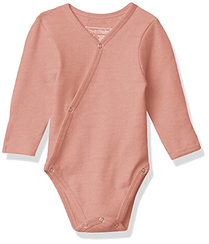 L'ovedbaby Unisex Baby 100% Organic Kimono Bodysuit (Mauve, 0-3m)