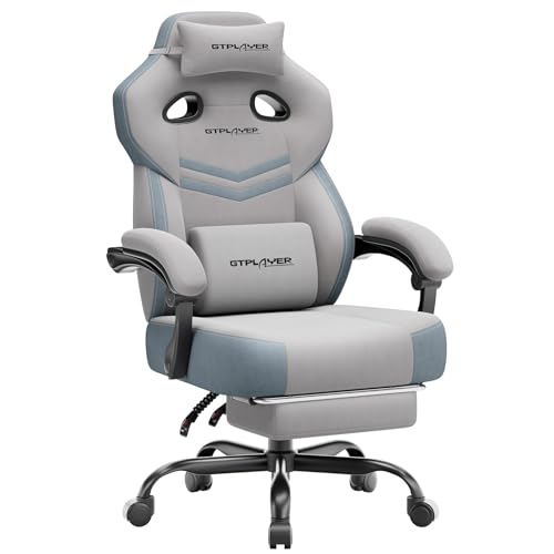Image of GTPLAYER Big & Tall Gaming Chair, Wide Reclining with Footrest for Adults | Ergonomic High Back Computer Desk Chair, Comfort Padded Seat with Lumbar Support for Big /Tall, Office /Home, Gray