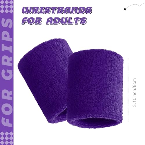 Image of Bememo 24 Pcs Wrist Sweatbands Bulk Sports Wrist Bands for Men Women Breathable Athletic Tennis Wristbands Stretchy Absorbent Cotton Terry for Basketball, Baseball, Gym, Working Out