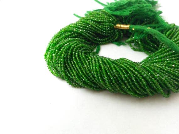 Perles en diopside chromé naturel 2.5-3mm fil de rondelles facettées pour enfilage de bijoux