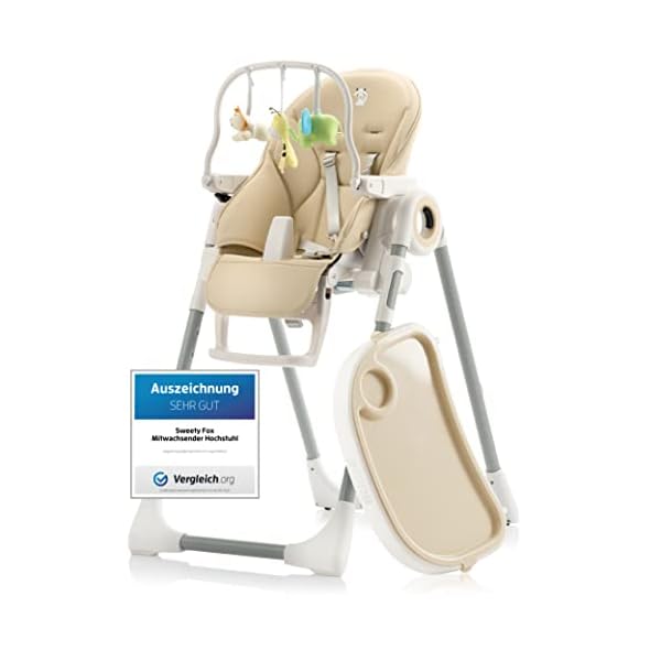 Sweety Fox Hochstuhl Baby mit Liegefunktion - Verstehllbar und Klappbar, Kinderstuhl mit Sicherheitsgurt - Mitwachsender Kinderhochstuhl 6 Monaten bis 3 Jahren, max. 15 kg