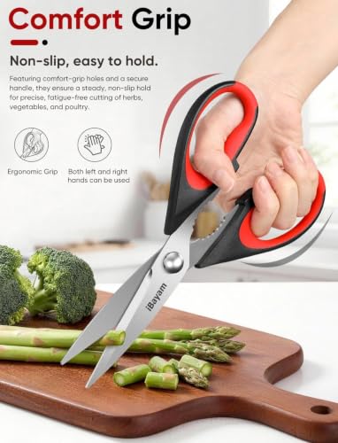 Image of iBayam Kitchen Scissors Shears All Purpose Heavy Duty, Protective Sheath (Pack of 2)