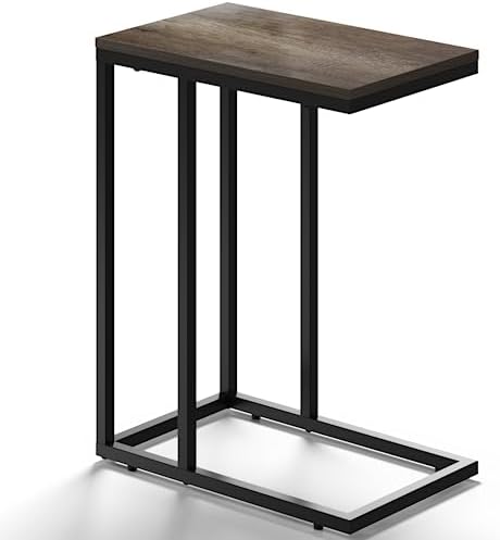 Maxtown Side Table End Table Living Room C Shaped Snack Table for Sofa Couch and Bed Bedside Tables for Bedroom Realistic Wooden Patterns with Sturdy Metal Legs Beech