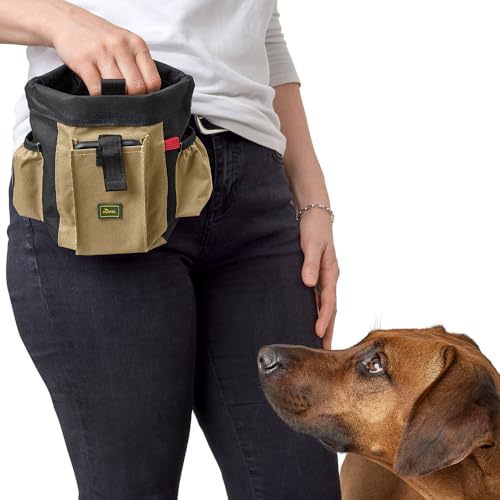 HUNTER Bugrino profi Gürteltasche, Futterbeutel, Leckerlitasche, für Training und Ausbildung, 22 x 18,5 cm, schwarz/beige