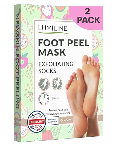 Exfoliating Foot Peel Mask for Hard Skin, Peel Socks, Baby Feet Treatment - Dermatologically Tested, 2 Pairs (Up to Size W8/M8.5 EU43)