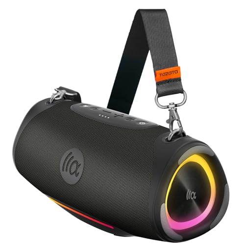 Image of TAZATA Bluetooth Speaker Wireless, 120W (Peak Loud Outdoor Speaker with Deep Bass Subwoofer, IPX7 Waterproof Floating Pool Speaker, RGB Lights, 11H Playtime, Multi-Sync 100+ for Party Camping Beach