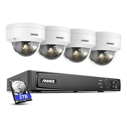 ANNKE 12MP Home Security Camera System, 4X 12 Megapixel UHD PoE IP Cameras Wired, 8CH H.265+ NVR with 2TB HDD for 24/7 Surveillance Outdoor/Indoor, Smart Dual Light, Motion Detection, IP67