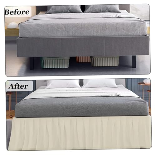 Falda de cama Queen beige envolvente de tela suave estilo hotel 3